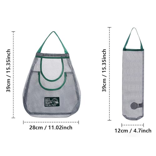 2 Pack Reusable Produce Bags (Long + Dual Pocket) Sturdy & Strong Hanging Mesh Storage Bags for Kitchen Storage Fruits, Onion, Garlic & Vegetables, Breathable Shopping Handbag Storage Grocery Bags - image 6