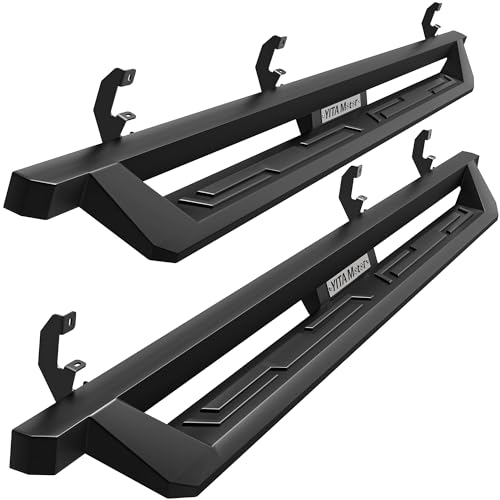 YITAMOTOR Running Boards Compatible with 2019-2026 Chevy Silverado/GMC Sierra 1500, 2020-2026 Silverado/Sierra 2500HD 3500HD Double/Extended Cab, Black Powder Coated Side Steps, Off-Road Drop Nerf Bar