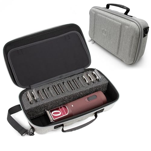 CASEMATIX Hair Clipper Guard Blade Holder Case For Barbers and Stylist Compatible with 14 Metal Andis, Oster, Wahl, Babyliss Detachable Clippers Metal Guards, Barber Case For Clippers, Grey