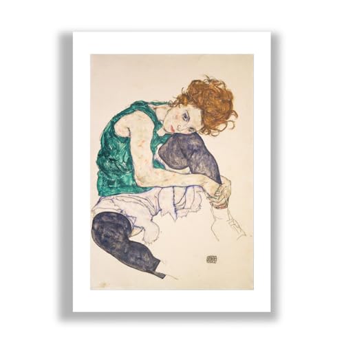Impression d'art Egon Schiele Femme assise Adele Herms format Medium semi-brillant