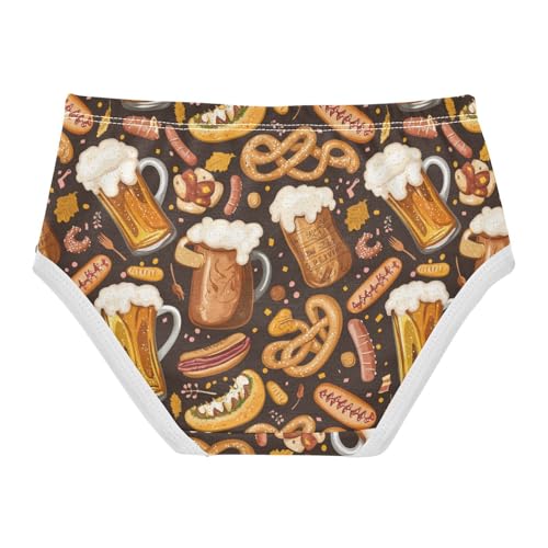 ZZKKO Beer Mugs Pretzels Hotdogs Girls Underwear Toddler Panties for Girls Comfort Brief Size 2T-8Y2