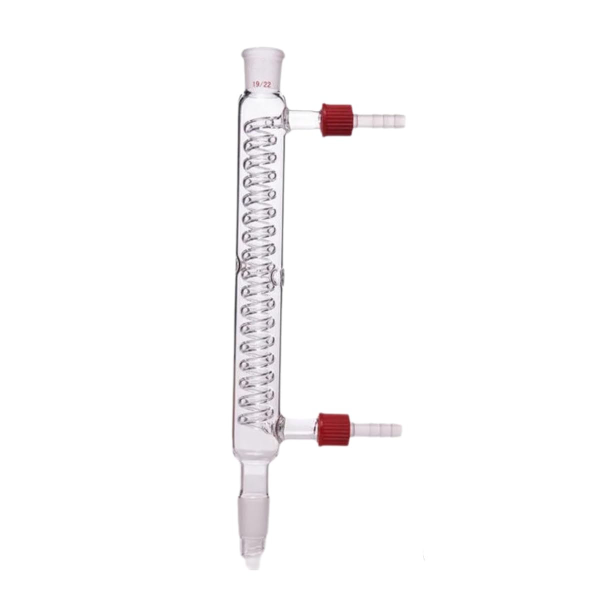 Glass Graham Condenser with 19/22 Joint 200mm Jacket Length Borosilicate Glass Lab Condenser with 8mm Removable Hose Connections