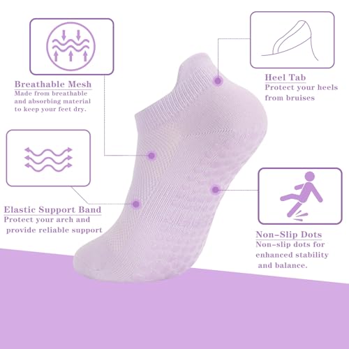 Image of loudashuaiqi Grip Pilates Socks Non Slip Athletic Yoga Socks with Grips for Women Grippy socks for Hospital Workout Barre