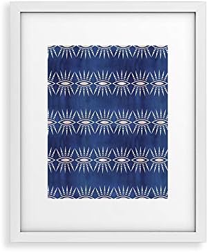 Deny Designs Schatzi Brown Framed Art Print, White Modern (8" x 10"), Mila Eye Stripe Indigo
