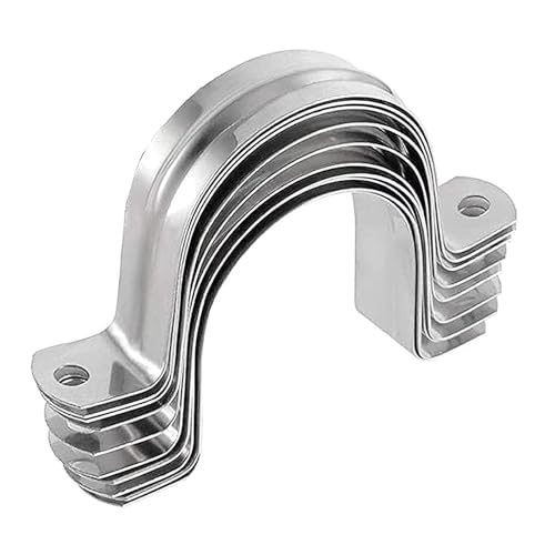 Correa de tubo de acero inoxidable con dos agujeros de 4 pulgadas, kit surtido de clips de tensión, abrazadera rígida resistente para tubo de agua de 4 pulgadas, 6 piezas (110 mm)