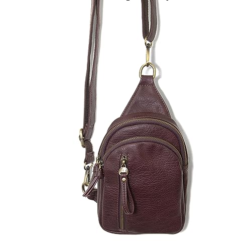 Image of Joy Susan Skyler Sling Bag: Vegan Leather, Zippered Closure, Brass Plated Hardware
