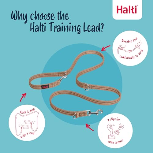 HALTI Doppelführleine - Multifunktionale Hundeleine zum Trainieren und Gassigehen mit Ihrem Hund. Leicht und mit Neopren gepolsterte. Für Welpen geeignet (Größe Klein, Wüstensand, 2m)