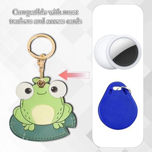 Image of Leather Keychain Case Holder Compatible with Apple AirTag, GPS Airtag Keychain Finder Tracker with Key Ring, Anti-Scratch Protective Air Tag Cover | Leather