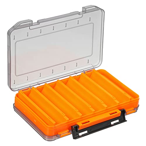 Caja organizadora para señuelos de pesca de plástico con 14 compartimentos, naranja