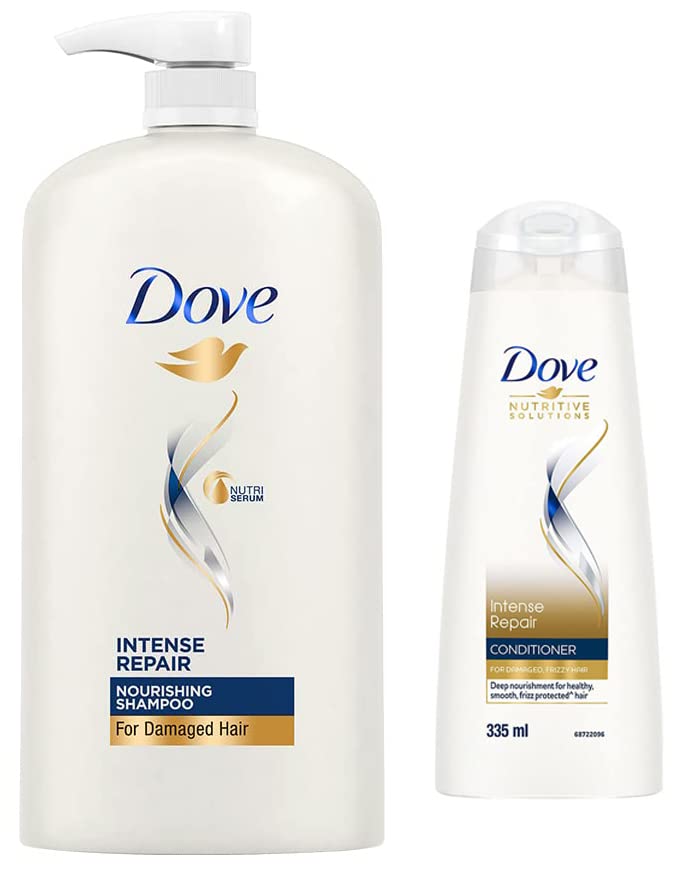 Dove Intense Repair Shampoo 1 L & Dove Intense Repair Hair Conditioner, 335ML