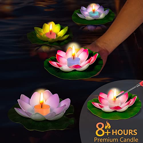 Makumari Lotus Floating Lanterns - 10 Pieces Large Chinese Lanterns Colorful Flower With Premium Candles For Your Romantic Decorations, Weddings, Memorials, Wishing Lanterns Or Pool Side Decoration #TOP3