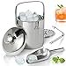Amazy Cubitera Hielo de Acero Inoxidable (1,3 L) - Incl. Tapa, Pinzas, Pala y escurridor – Cubitera Ideal para Hielo. Cubitera Profesional para Bebidas y Alimentos.