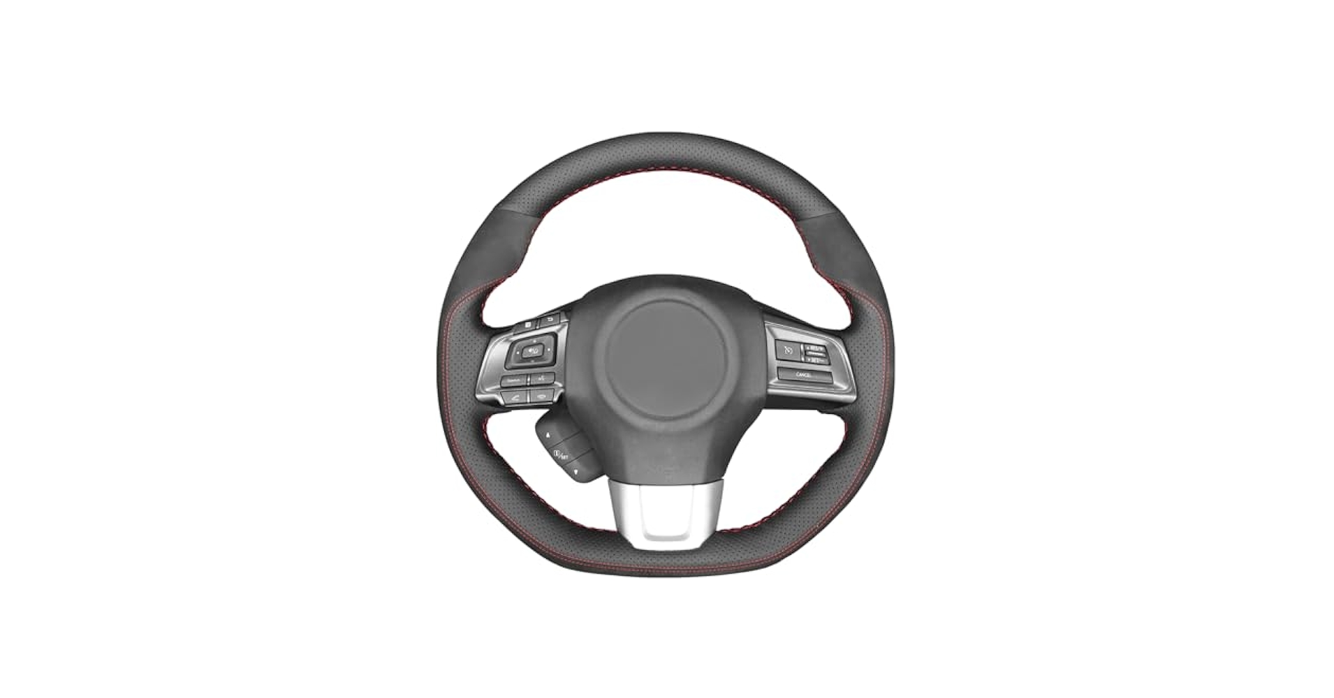 スバルWRX S4用(MEWANT 縫製)ブラックレザーステアリングカバー