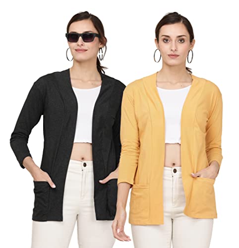 Image of Women's Cotton Shrugs with Pockets, Summer Shrugs for Ladies, Pack of Two