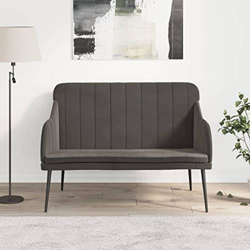 Homgoday Banco de Terciopelo Gris Oscuro 110x76x80 cm, Banco Asiento Tapizado Patas Salón Sala de Estar Pasillo Entrada Recibidor Dormitorio Casa Interior Tipo 1 Bancos Mobiliario