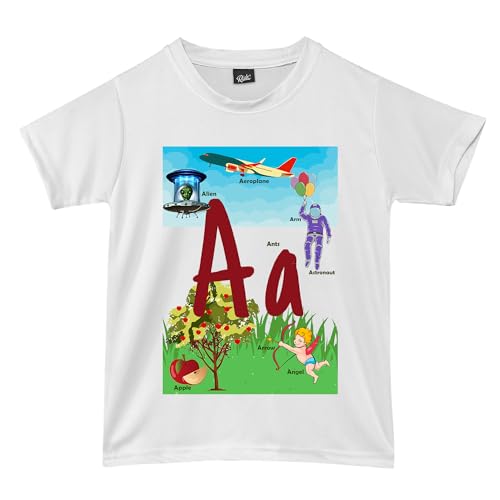 Image of RISH Alphabet - A - T Shirt for Boys and Girls | Birthday Educational Phonic Tees for Toddler Kids Outfit