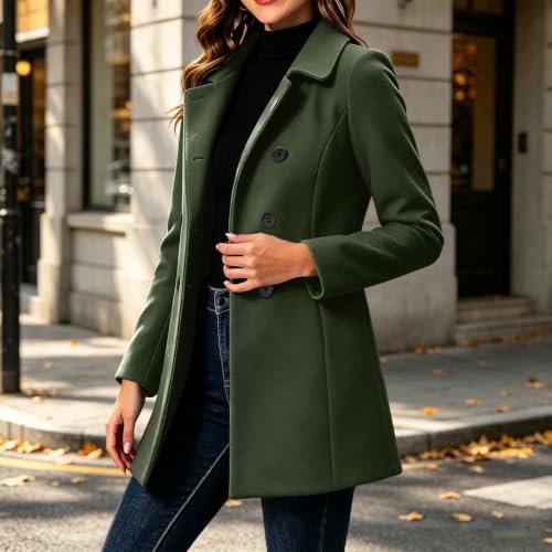 Trench Coat Women Double Breasted Mid Length Jacket Fall Winter Outerwear - image 3