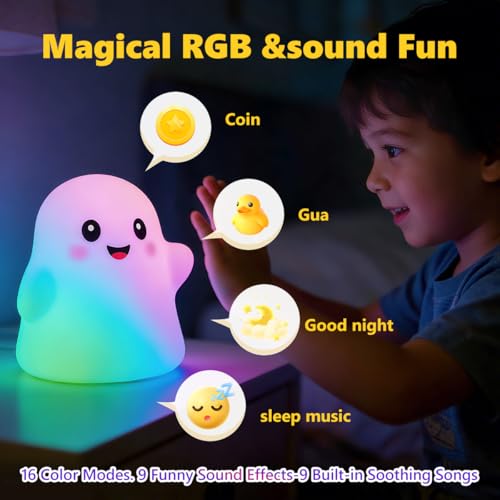 Lámpara de mesa infantil Ghost de silicona recargable RGB miniatura 2