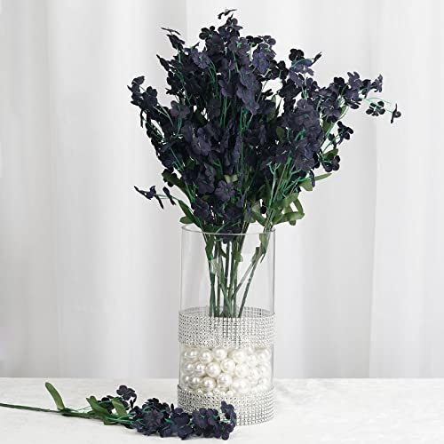 TABLECLOTHSFACTORY 12 Bushes Baby Breath Artificial Filler Flowers - Navy Blue