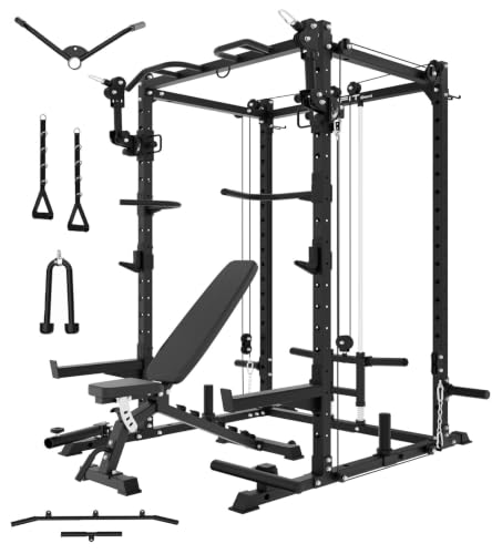 Image of Eonfit E2 Power Rack, Squat Rack with Cable Crossover for Home Gym