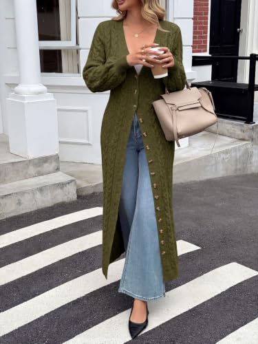Image of Saodimallsu Womens Long Duster Cardigans Button Down Maxi Sweater Dress