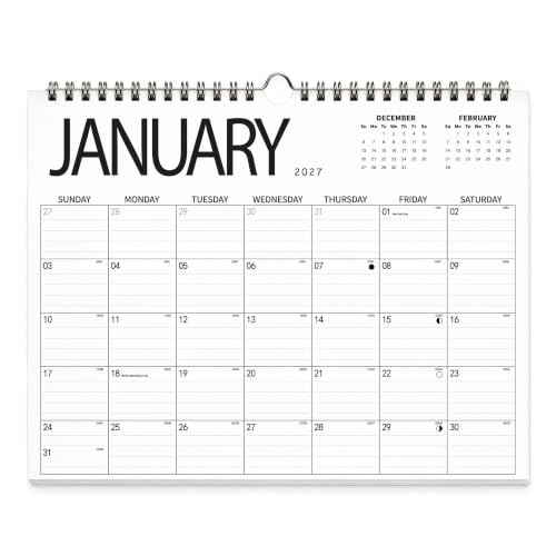 2026-2027 Wall Calendar, Hanging Spiral Calendar Calendar Wall Paper from November 2026 - December 2027 Thick 14.8"X11.5", Spiral Bound, Blocks for Easy Planning, Fridge Desk Colorful Monthly Doodle Designs