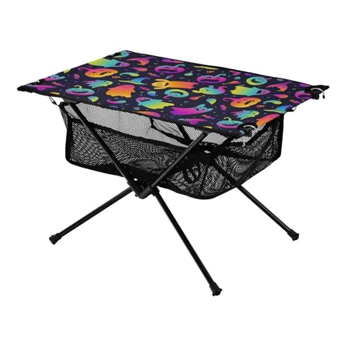 Amooorous Mesa plegable de playa, fantasmas, linda mesa de camping con bolsa de transporte para picnic al aire libre y arena