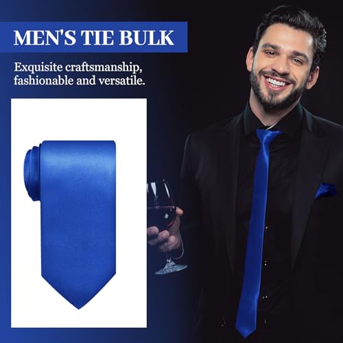 Image of Syhood 6 /12 /24 Pcs Men Ties Set Solid Satin Pure Color Business Formal Necktie Tie 57 inch for Men Occasion Wedding