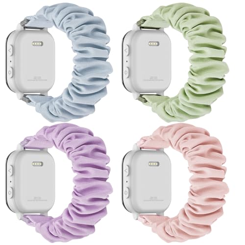 Butifacion 4 Pack Kids Scrunchie Bands Compatible with Gizmo Watch 3 2 1/Gabb Watch 3e 3 2 1/Sync UP/Cosmo Jr Track Watch 20mm Stretchy Solo Loop Cute Band for Boys & Girls