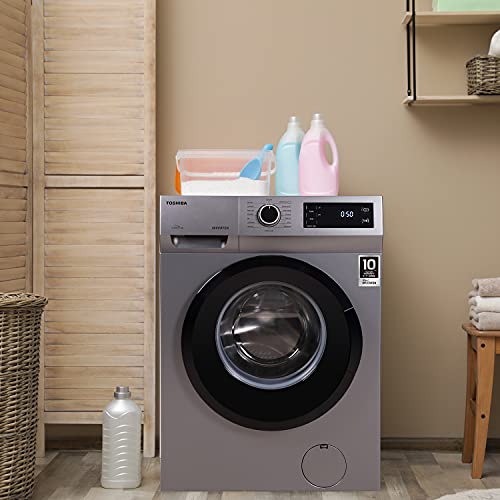 Image of TOSHIBA 7.5 Kg Inverter Fully Automatic Front Loading Washing Machine (‎TW-BJ85S2-IND(SK),Premium Silver)
