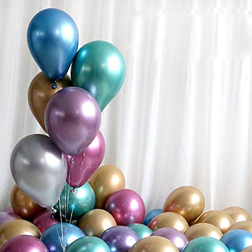 Image of Party Balloons 12inch 50 Pcs Latex Metallic Balloons Chrome Balloons Birthday Balloons Shiny Balloons Party Decoration Wedding Birthday Baby Shower Christmas Party - Metallic Multicolor