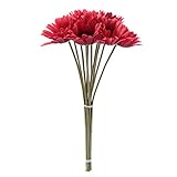 10pcs Sunflower Silk Artificial Fake Daisy Chrysanthemum Flowers Plastic Sun Chrysanthemum, Simulation Gerber, Dimorphotheca DIY Flower Bouquet for Party Room Home Decoration (Red)