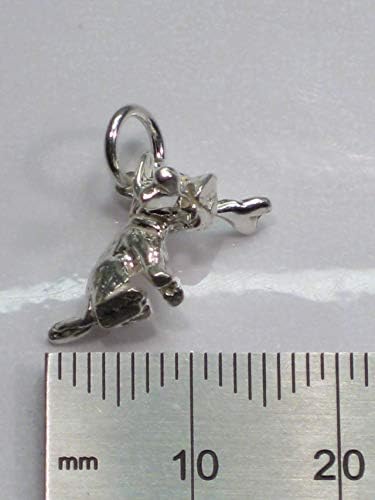 Dog with moving Bone in mouth sterling silver charm .925 x 1 dogs charms
