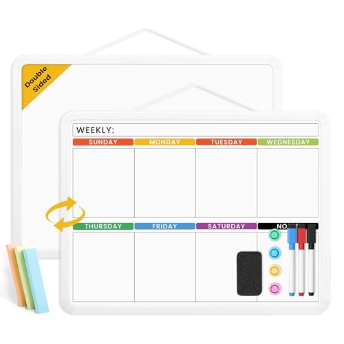 Colorful Whiteboard Calendar for Wall,16 x 12 Hanging Dry Erase Calendar Board, Weekly White Board for Home,School, Office