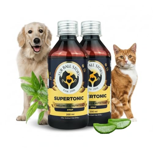 Image of FUR BALL STORY Supertonic Multivitamin Syrup for Dogs & Cats | Pet Immunity & Energy Booster Supplement | Supports Liver, Kidney & Health | Moringa, Ashwagandha & 10+ Superfoods 200 ml (Pack of 2)