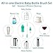 Electric Bottle Brush Cleaner, Portable Rechargeable Baby Bottle Cleaner Kit for Travel with Silicone Nipple & Straw Brush, Drainage Rack, Storage Box(Green)