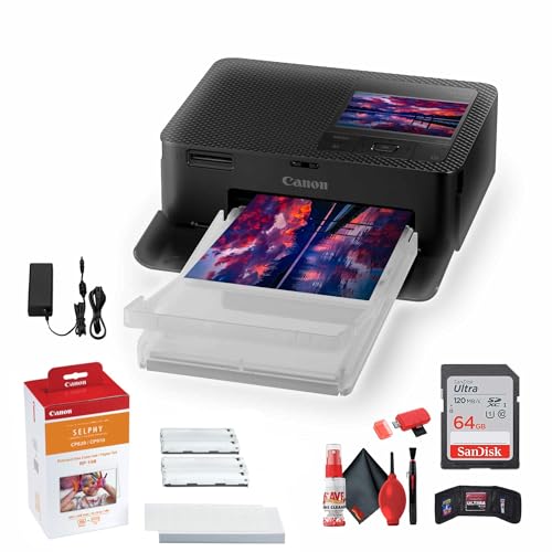 Canon SELPHY CP1500 Wireless Photo Printer (Black) Bundle