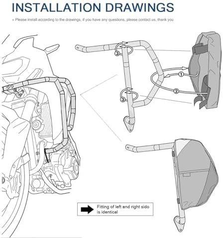 VITINO Motorcycle Frame Crash Bars Waterproof Bag Tool bag For Honda CRF1000L Africa Twin Adventure Sports, Black