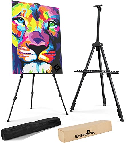 Grandink Portable Lightweight Tripod Easel for Professional Artists, Metal Display Easel Stand with Adjustable Height for Painting, Display and Advertisement Purposes - 5FT(Holds Canvas up to 32 Inch) (Image - 1)