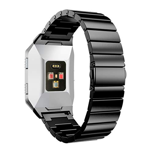 UKCOCO Correa de Metal Fitbit Ionic, Banda Acero Inoxidable Mujeres Hombres Reloj Inteligente Correa de Reemplazo Accesorios de Pulsera para Fitbit Ionic Fitness Tracker (Negro)