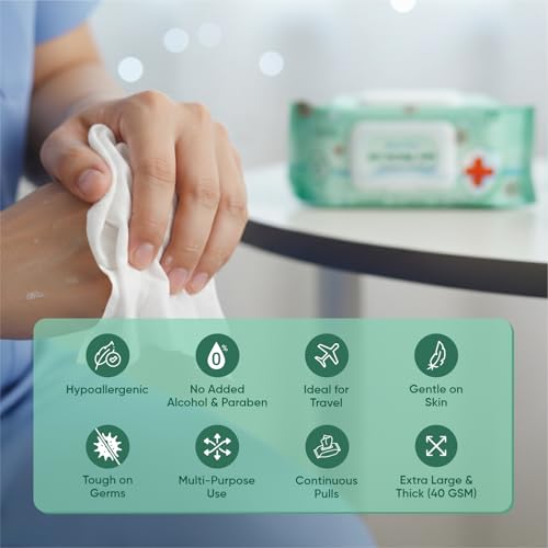 Image of Antibacterial Germ Protection Wet Wipes | 144 Wipes (72 Pulls x 2 Packs) | Alcohol-Free & Skin-Friendly | For Hands, Face, Surfaces & Travel Hygiene