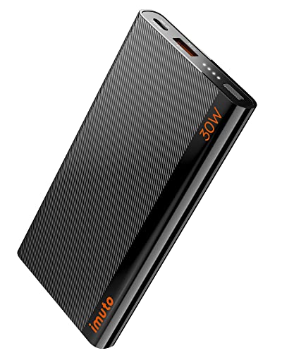 imuto Slim Portable Charger, 10000mAh Travel-Ready Power Bank, 30W USB-C in & out High-Speed Charging Battery Pack, External Phone Charger Compatible with iPhone 16 15 14 13 12 Samsung Google iPad etc