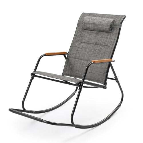 VINGLI Outdoor Rocking Chair with Footrest