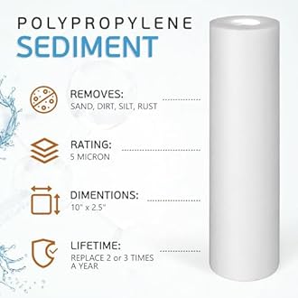 Ronaqua 5 Micron Sediment Water Filter Cartridge 10"x2.5", NSF Certified, 4-Layer Filtration for any 10-inch RO Units & Whole House Systems, Compatible with Culligan P5, AP110, WHKF-GD05, 4 Pack