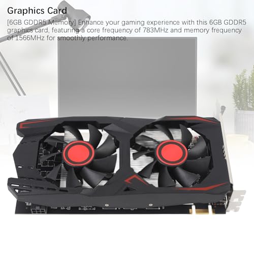 Image of Yunir 6GB Gaming Graphics Card,PCIE 2.0,6GB GDDR5 Memory,192Bit Double Fan,Supports DVI VGA HD Multimedia Interface Gaming Video Card for Gaming PC