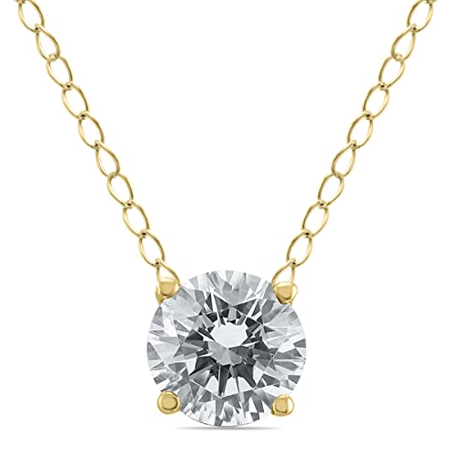 1/3 Carat Floating Round Diamond Solitaire Necklace in 14K Yellow Gold