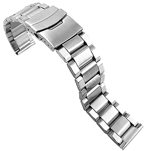 Bracelet en acier inoxydable argent avec boucle déployante anti chute