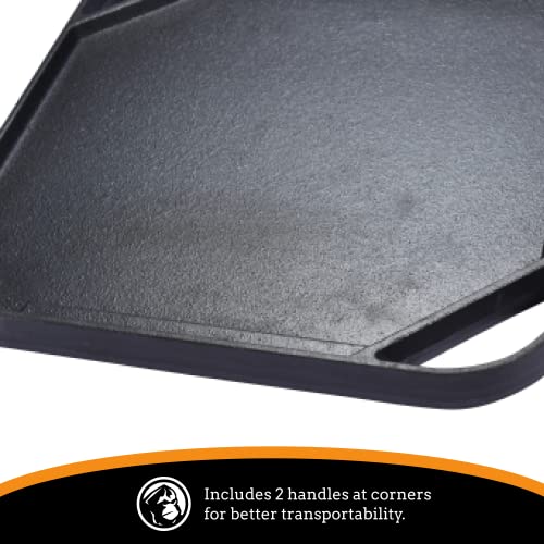 Mountain Grillers Reversible Cast Iron Griddle - Flat Top Griddle Pan And Grooved Grill-Pan Style - For Gas Stovetop, Oven, And Open Fire, Black #TOP6