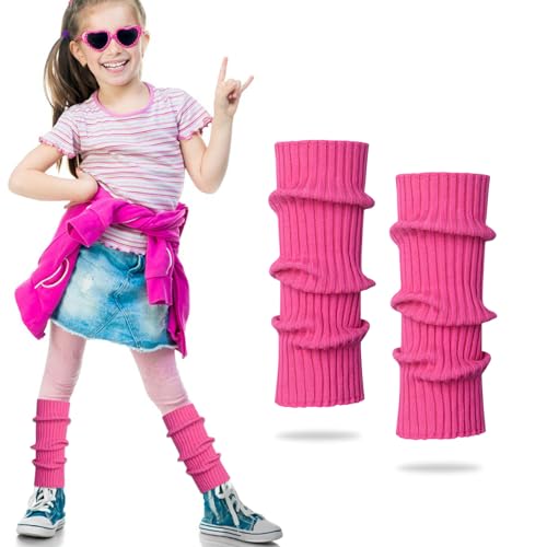 El Mejor Listado de Calentadores para Bebé los mejores 5. 41 Calentadores de piernas para niños y niñas, calcetines de pierna de punto neón, calentadores de piernas de bebé, calentador de brazos, traje de los años 80 para niños, Rosa...