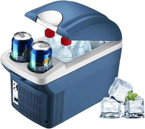 MoremoQQ 車載冷温庫 クーラーボックス 8L 自動車用 小型 保温保冷庫 12V /24V クーラーボックス ミニ冷温庫 ホット&コールド、 ポータブル コンパクト (24V,ブルー 8L)